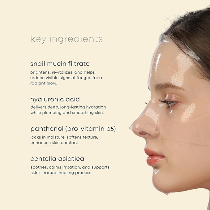 Lunair Snail Hydrogel Face Mask with Microhole Technology – Soothing & Repairing Korean Skincare Sheet Mask for Deep Hydration, Skin Barrier Support & Anti-Aging (5 Sheets)
