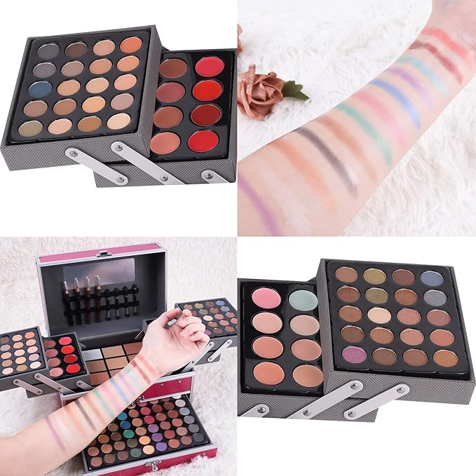 UNIFULL 132 Color All In One Makeup Kit for Women & Girls, Professional Full Set Including Eyeshadow, Lipstick, Concealer, Lip Gloss, Eyeliner, Mascara, Makeup Brushes (006N1-Pink)