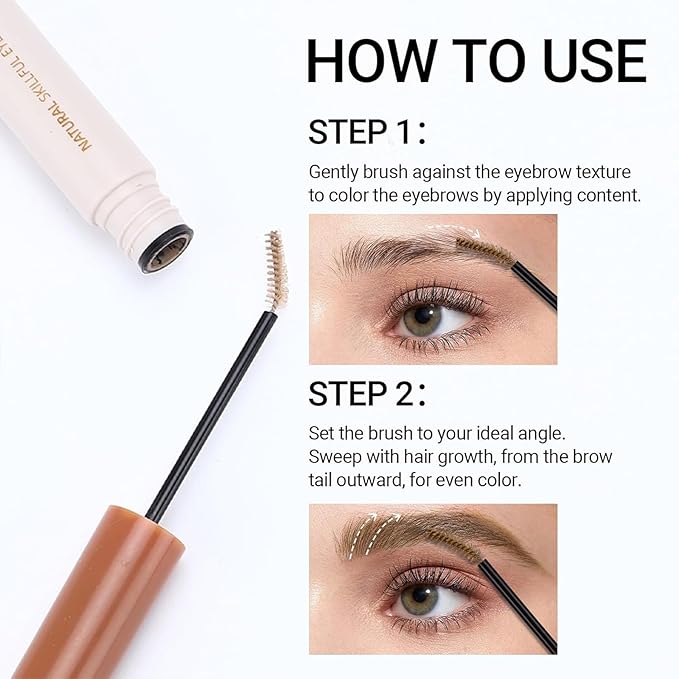 2 Pcs Tinted Eyebrow Cream, Ultra-Fine Brush Tinted Brow Gel, Waterproof Smudgeproof Eyebrow Mascara, Long Wear, Natural Brow Makeup without Clumping（Dark Brown + Cold Grey）