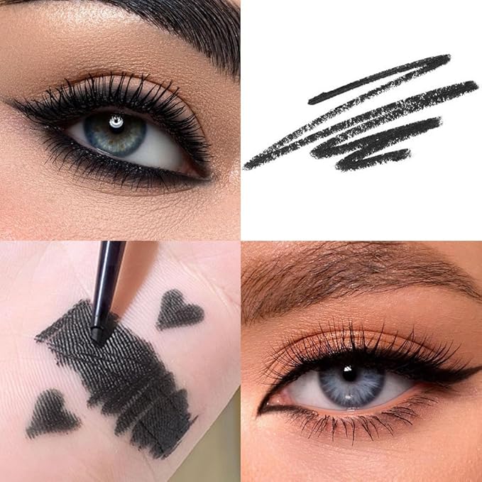 WanTuoluo Automatic Black Eyeliner Pencils, 6PCS Eye Liner Shadow Brow Pen for Women – Multi-Use Auto Cream Smooth Matte Blackest Pen, Vegan (ZC)