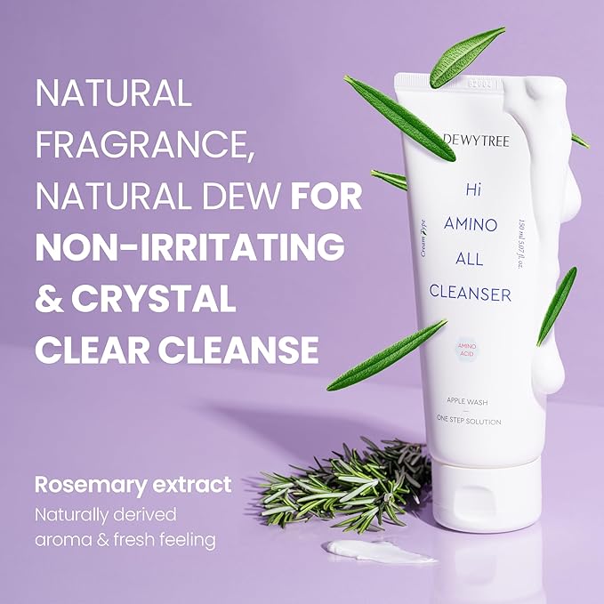 DEWYTREE Hi Amino All Cleanser - Hydrating Facial Cleanser Face Wash for Women & Men | Amino Acid Foaming Facial Cleanser for Sensitive Skin | Gentle Face Cleanser Moisturizing Face Wash (5.07fl oz)