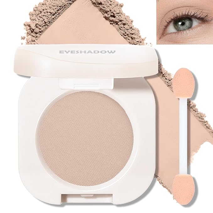 Nude Brown Matte Eyeshadow Palette, Single Eye Shadow High Pigment sombras para ojos Neutral Eyeshadow Velvet Compact Pressed Powder Primer Lightweight Blendable for Daily Natural Eye Makeup