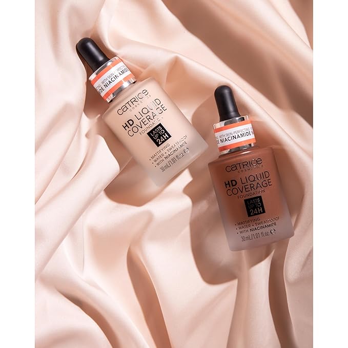 Catrice | HD Liquid Coverage Foundation | 24H Wear, Matte Finish, High Coverage, Waterproof Formula with Niacinamide | Vegan & Cruelty Free (010 | Light Beige)