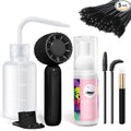 Buqikma Lash Cleaning Kit - Lash Shampoo 60ML with Rechargeable Handheld Fan Dryer, Mascara Brush, Rinse Bottle, Makeup Cleansing Foam for Eyelash Extension Care, Black