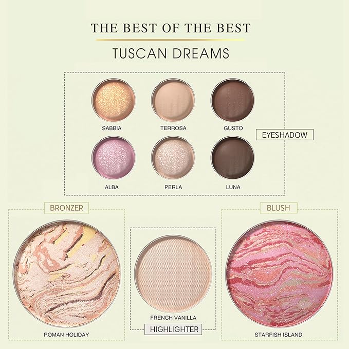All in One Baked Makeup Face Palette, Includes 6 Eyeshadows, Bronzer, Blush, and Highlighter, Blush and Bronzer Palette, Shimmer & Matte Shades, Long-Lasting Pigmented Powder, Full Size Makeup Set