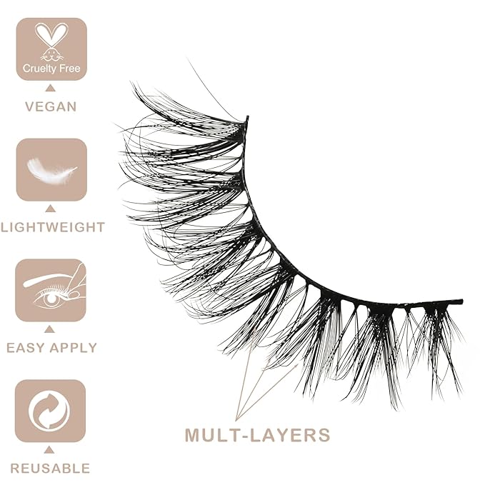 APCYUST Wispy Lashes Bulk 30 Pairs Natural Strip Eyelashes Wholesale Cat Eye Lash Sets Short Thick Fluffy False Mink Eyelash Strips Full Small Fake Pestañas Postizas with Portable Pack