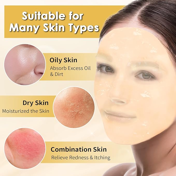 Pjordo Powder Jelly Mask for Facials Professional, Peel Off Facial Mask for Hydrating & Moisturizing, Hydrojelly Mask for Women Men Skin Care, Home DIY Spa Use for All Skin with 24K Gold