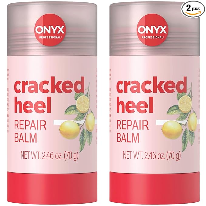 Onyx Professional Cracked Heel Repair Balm Stick for Dry Cracked Feet Treatment, Citrus Scent, 2 pack - Moisturizing Foot Balm, Rolls On, No Mess Like Foot Cream or Foot Lotion, Heel Treatment