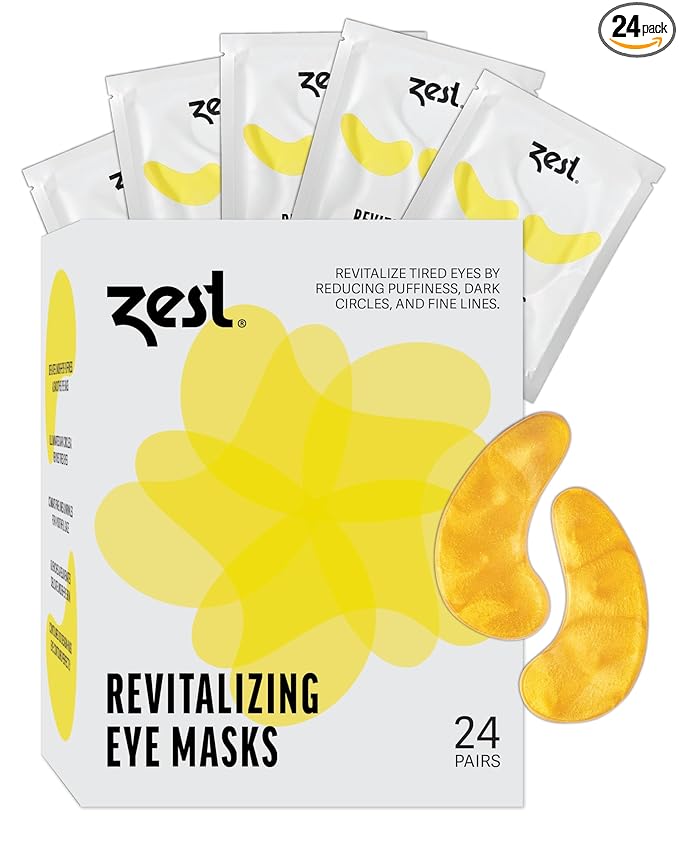 ZEST 24 Pairs 24k Gold Gel Crystal Collagen Eye Mask - Under Eye Pads for Moisturizing, Reducing Fine Lines, Dark Circles & Puffy Eyes Patch for Women and Men