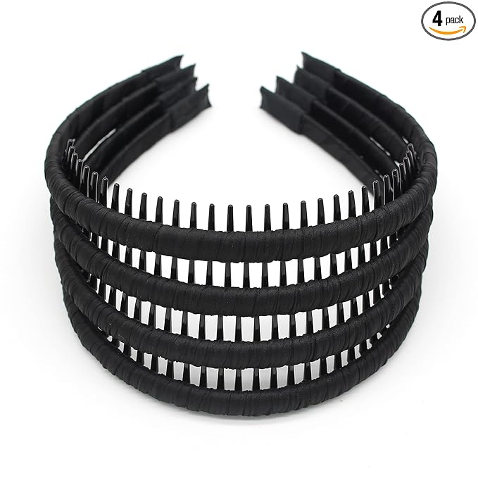 JOBAND black women's headbands fashion hair accessories tooth comb hairbands for women non slip hair hoops headband suitable for ladies and girls (Pack of 4)