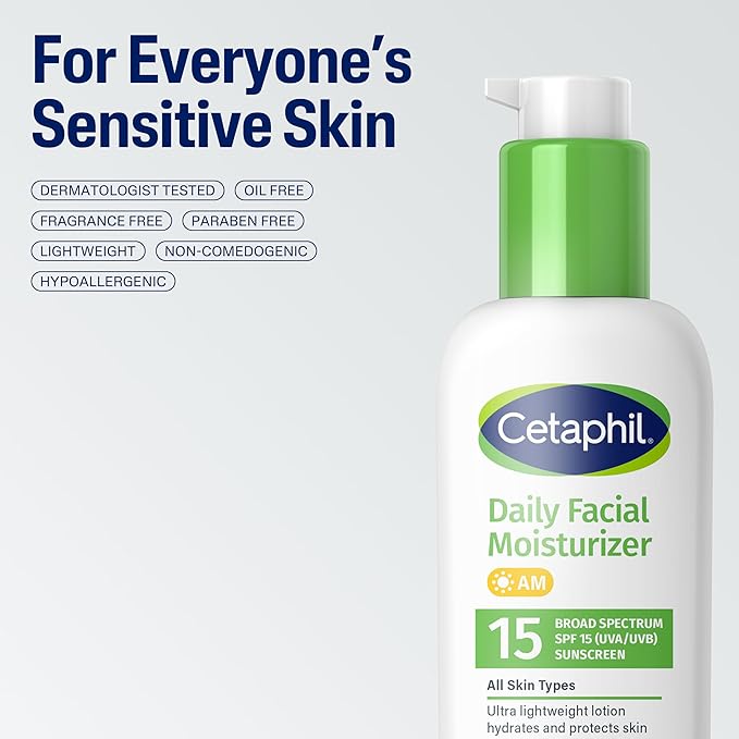 Cetaphil Daily Facial Moisturizer SPF 15, 4 Fl Oz, Gentle Facial Moisturizer for Dry to Normal Skin Types, No Added Fragrance, (Packaging May Vary)(Pack of 4)