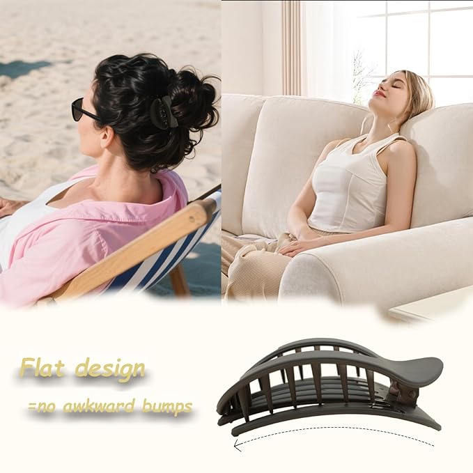 Flat Claw Clips for Women, Large Duckbill French Hair Clips, 6 Pack Non-Slip Matte Hair Accessories for Thick & Thin Hair