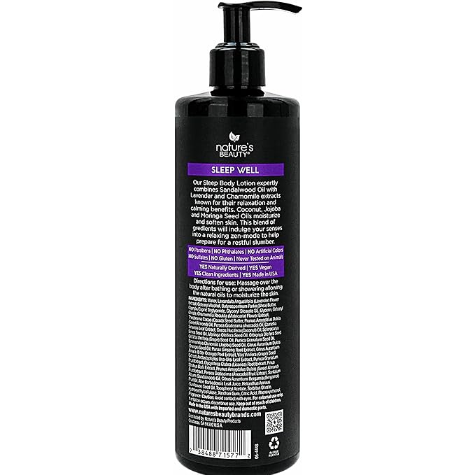 Nature's Beauty Lavender Chamomile Sleep Body Wash - Gentle Cleanser for All Skin Types - 16 Fl Oz
