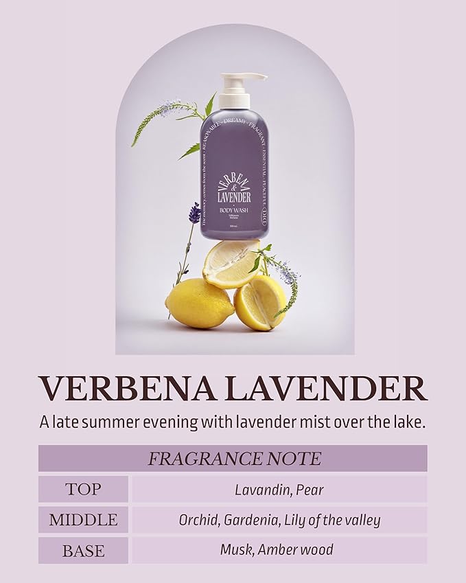 ODID Milk in Cera Perfume Body Wash - Korean Moisturizing Body Cleanser for All Skin Types - with Milk Protein and Ceramide, 16.9 fl.oz. (Verbena Lavender)