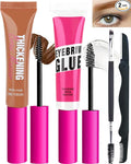 Waterproof Tinted Brow Gel Kit-AuburnThickening Eyebrow Mascara Gel & Clear Setting Brow Glue,Brow Lift Fast Shapping,Long Lasting Eye Makeup for Women,Light Medium Dark Brown With Brow Tool-Set 03