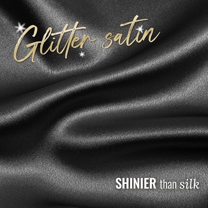 PARISBELLA Silky Satin Scrunchies For Women, Satin Hair Ties for Thick and Thin Hair, Classic Black, Pack of 3