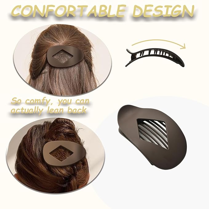 Flat Claw Clips for Women, Large Duckbill French Hair Clips, 6 Pack Non-Slip Matte Hair Accessories for Thick & Thin Hair