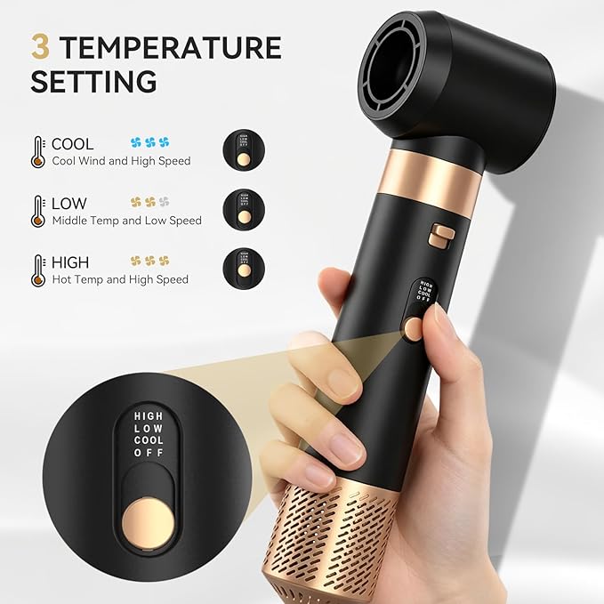 6 in 1 Hair Styler, Hot Air Brush Set with Hair Dryer, Curling Iron, Straightener Brush, Volumizer, Blow Dryer Brush for Hair Styling, Fast Drying, Gifts for Mother/Women