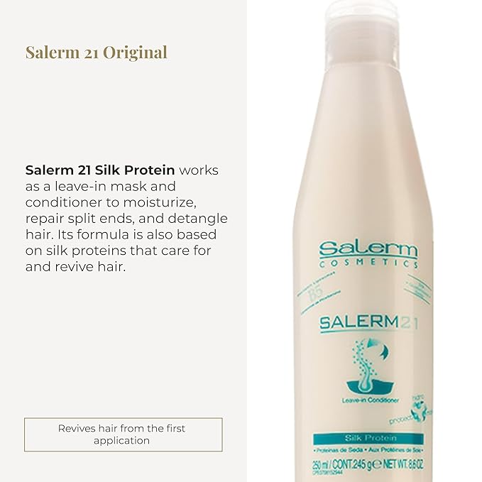SALERM - Instant Hair Conditioner 21 Silk Protein - 250 ml - Leave-In or Rinse-Out Conditioner - with Silk Proteins - Heat Protector and Hydrating