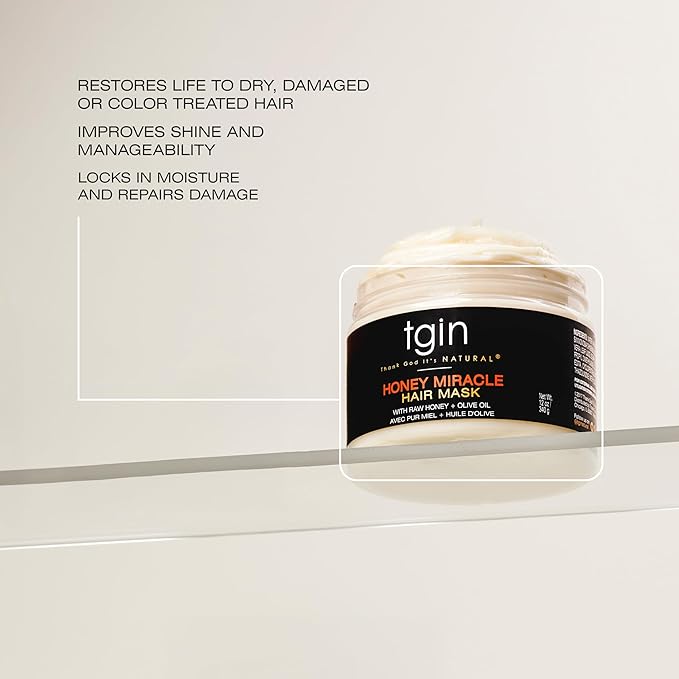 TGIN Honey Miracle Hair Mask Duo, 12 oz (Pack of 2) for Natural, Dry, Curly, Type 3c and 4c Hair