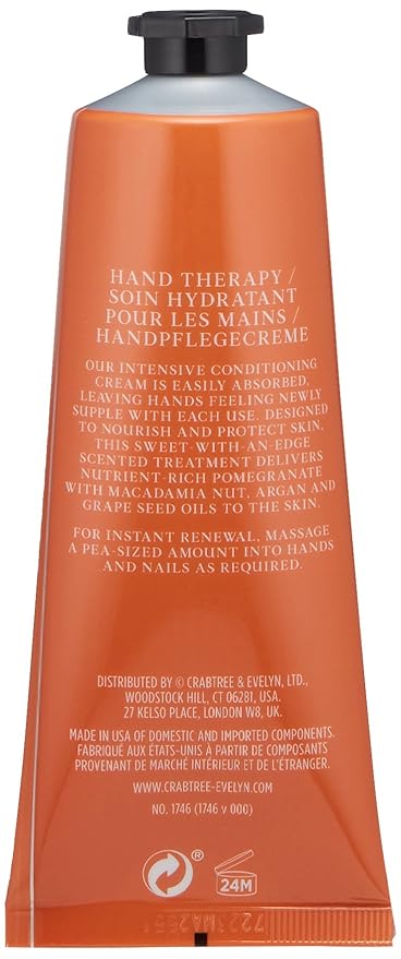 Crabtree & Evelyn Pomegranate & Argan Oil Nourishing Hand Cream Therapy, 3.45 oz