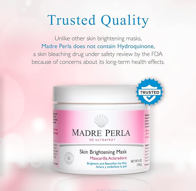 Madre Perla Skin Brightening Mask - Moisturizing Mask for Face and Skin - Allergy Tested and Non Irritating - 4 OZ (2 Jars)