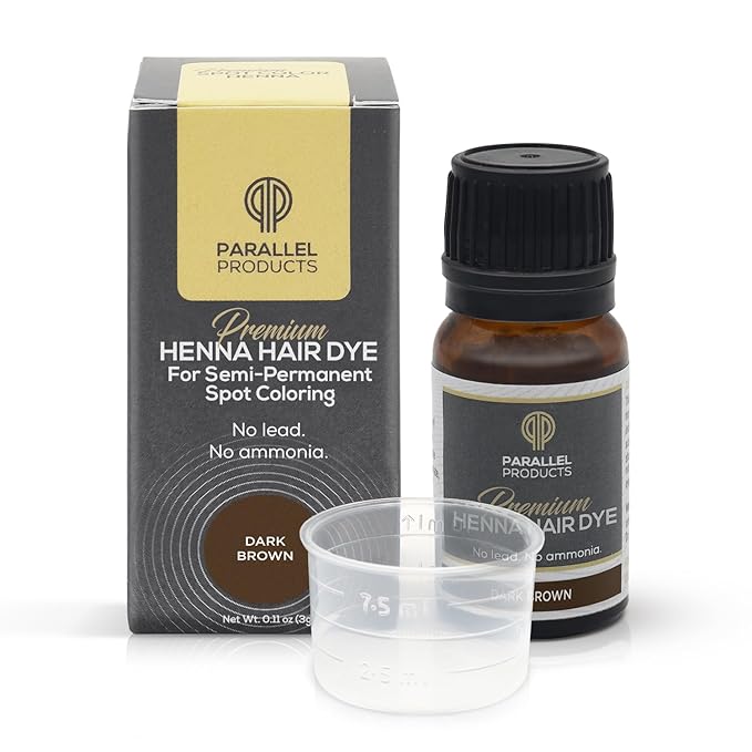 Parallel Products Spot Color Henna Kit - Henna Hair Dye - 3 grams - Tint for Professional Spot Coloring - With Mixing Dish - Covers Grey Hair - Root Touch Up (Dark Brown)