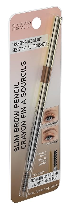 Physicians Formula Eyebrow Retractable Slim Definer Brow Pencil, Taupe Brown, Dual-Sided Brow Brush, Fine Tip, Shapes, Defines, Fills Brow Makeup | Dermatologist Tested, Clinicially Tested