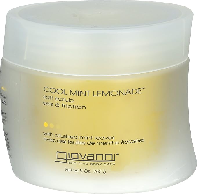 GIOVANNI Cool Mint Lemonade Salt Scrub - Salt Based Body Scrub, Gentle Body Exfoliant With Crushed Mint Leaves, Essential Oils, Aloe, Invigorating & Energizing Mint & Lemon Body Scrub - 9 oz (1 Pack)
