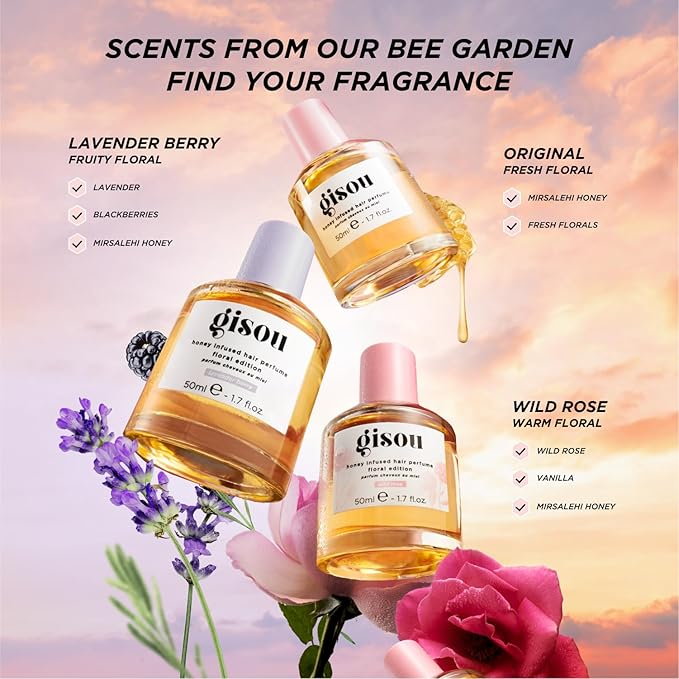 Gisou Honey Infused Hair Perfume Mini – Long-Lasting Hair Fragrance with Mirsalehi Honey & Argan Oil, Lavender Berry, 15ml