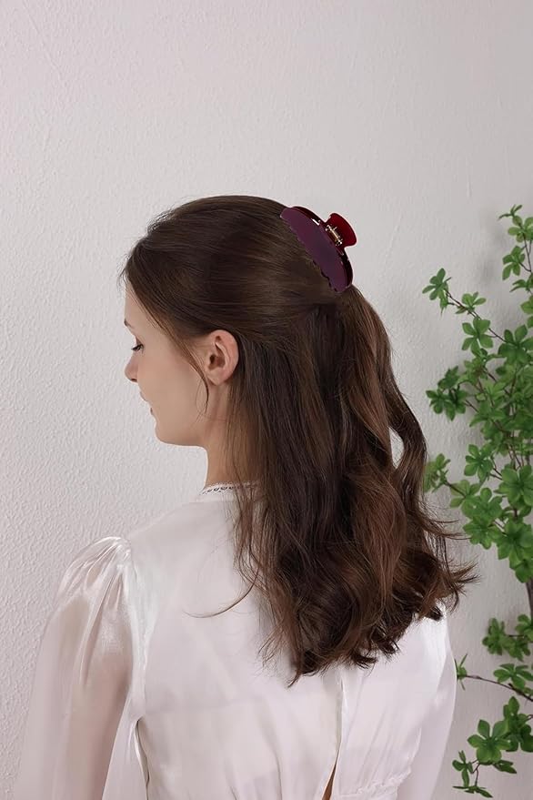 Durable Acetate Hair Clips - 4-Inch Wine Red Claw Clips for Fine and Thick Hair (Wine Red)