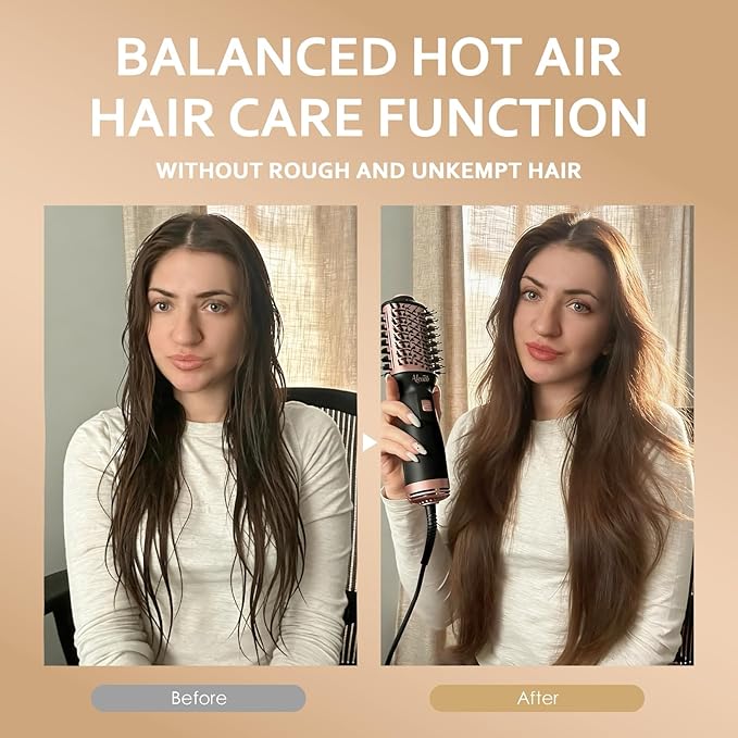 Aleath Hair Blow Dryer Brush for Travel: 2026 Gifts for Women - Small Hot Air Brush with Auto Dual Voltage - Fast Blowout Brush European International Travel Essentials