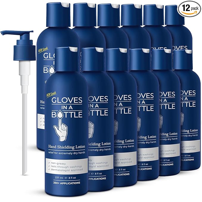 Gloves In A Bottle Shielding Lotion for Dry Itchy Skin, 8 ounce (12 Pack)