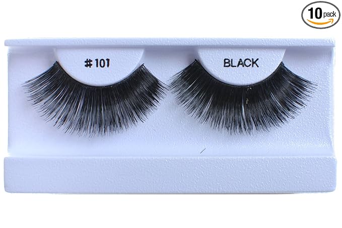 10 Pairs 100% Human Hair False Eyelashes Natural Black #101