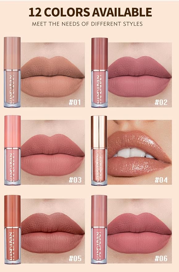 12 Colors Matte & Glossy Liquid Lipstick Set – Book Style Gift Kit for Women & Girls – Long Lasting Waterproof Lip Gloss with Nude, Pink, Red Shades, Non-Sticky, Transfer-Proof Lip Stain (Set A)