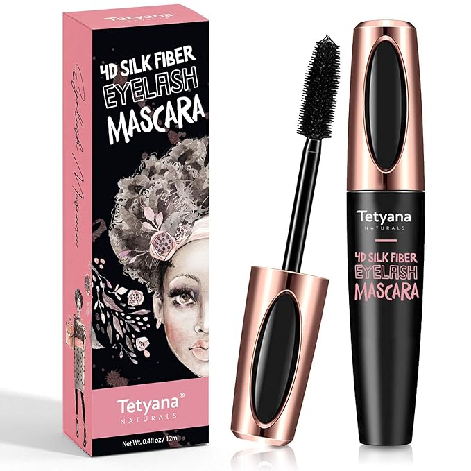 4D Silk Fiber Lash Mascara Waterproof, Luxuriously Longer, Thicker, Voluminous Eyelashes, Long-Lasting, Dramatic Extension, Smudge-proof, Hypoallergenic Formula