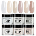 AZUREBEAUTY 6 Colors Milky Nude Dip Powder Nail Kit, Nude Ombre Collection Kit French Nail Art Manicure DIY, No UV Lamp Required