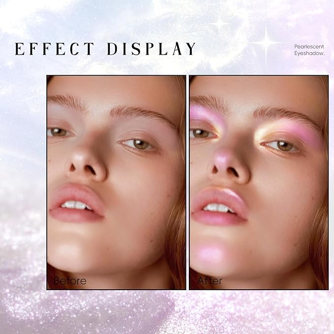 HOSAILY Liquid Glitter Eyeshadow, Shimmer Chameleon Holographic Metallic Multichrome Highlighter, Long Lasting Waterproof White Purple Eye look, Sparkling Quick Dry Face Eye pigmented Makeup 04