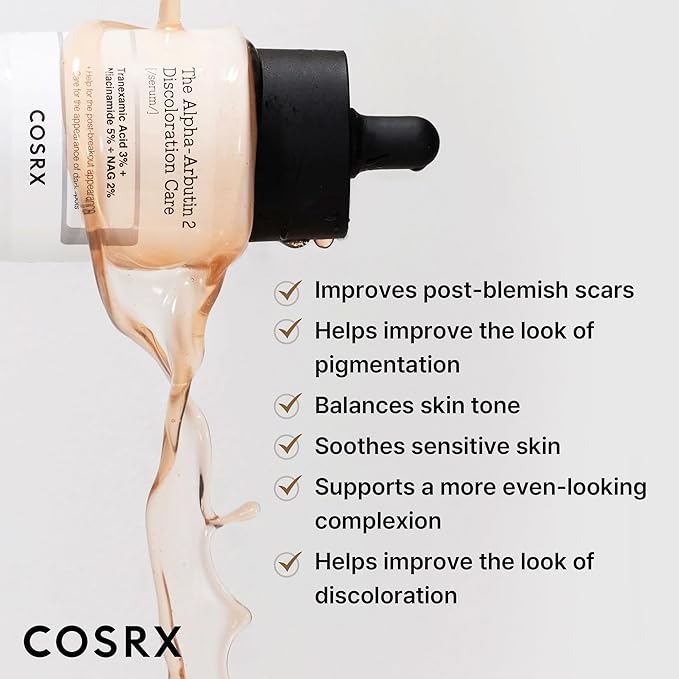 COSRX 2% Alpha Arbutin Discoloration Care Face Serum with Niacinamide, Glutathione & Tranexamic Acid, Serum to Target Dark Spots and Hyperpigmentation, Daily Korean Skin Care, 1.7 fl oz