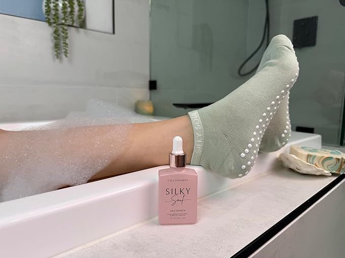 Moisturizing Socks for Dry Feet & Cracked Heels – Silky Soul Silicone Infused Hydrating Foot Care Socks with Tincture, Reusable Overnight Foot Repair & Heel Softening Treatment