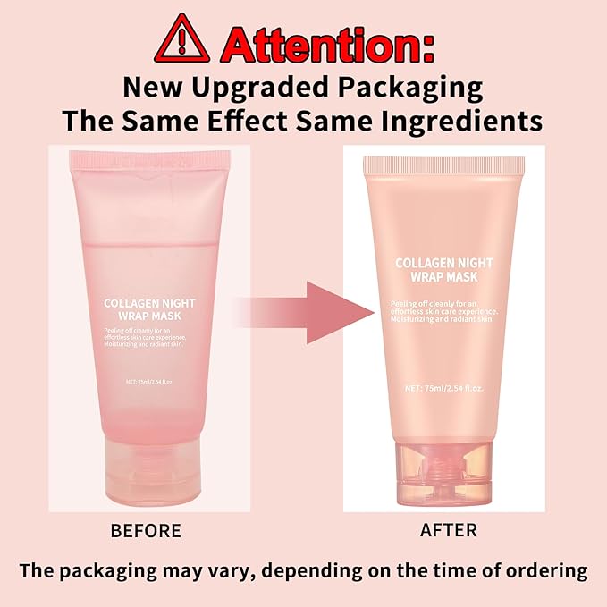 Collagen Overnight Wrapping Peel Off Facial Mask with Jelly Brush, Skin Hydration & Firming & Glowy, Improve Sagging & Dullness, Korean Skincare(75ml, 2.54 fl.oz)