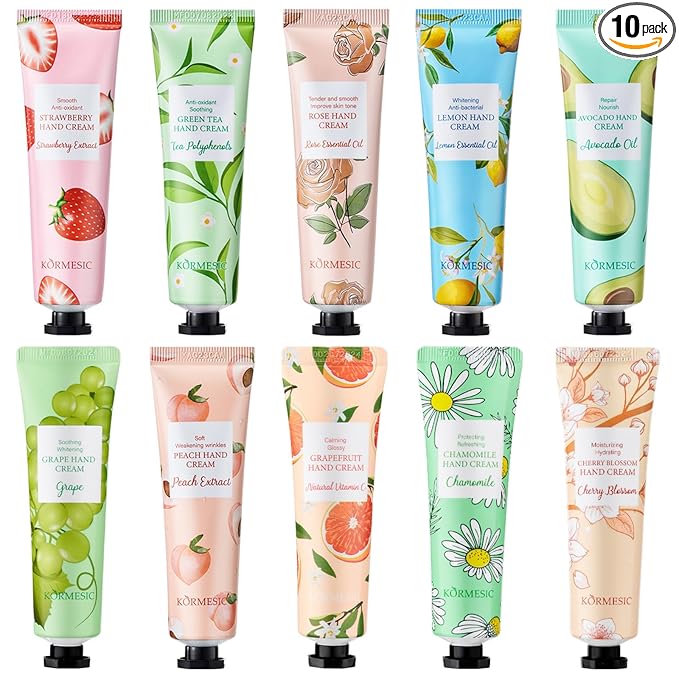10 Pack Hand Cream for Dry Cracked Hands, Travel Size Moisturizing Mini Hand Lotion Gifts for Women with Natural Fragrance - Christmas Gifts,Thanksgiving Gifts,Teacher Appreciation Gifts,Party Favors