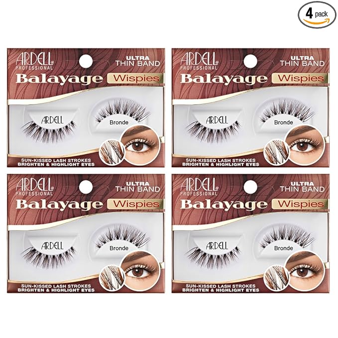 Ardell Balayage Wispies False Eyelashes, Bronde – Brown Wispy Strip Lashes Natural Looking, Lightweight Soft Volume Synthetic Fiber, Reusable for Everyday Wear, 4 Pack