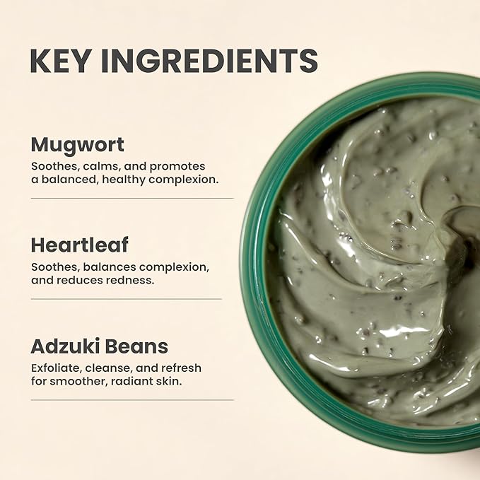 AXIS-Y Mugwort Pore Clarifying Wash Off Pack - Face Exfoliator Targets Clogged Pores, Whitehead & Blackhead Remover - Vegan Korean Skin Care Glass Skin Clay Mask (3.38 fl. oz.)