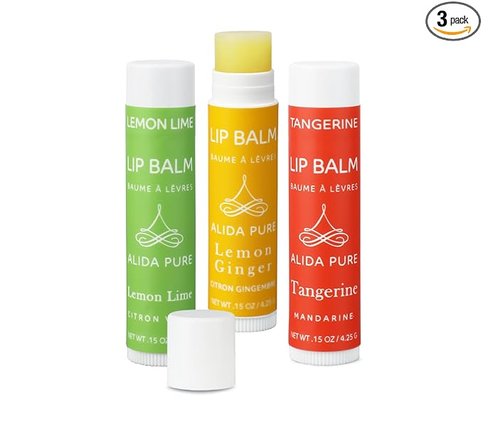 Citrus Lip Balm Collection, Vegan Set, Bees Wax Free, Coconut Oil Free, with Organic Jojoba and Avocado Oil, Vitamin E, Natural Moisturizer For Dry Cracked Lips, 3 Tube Set