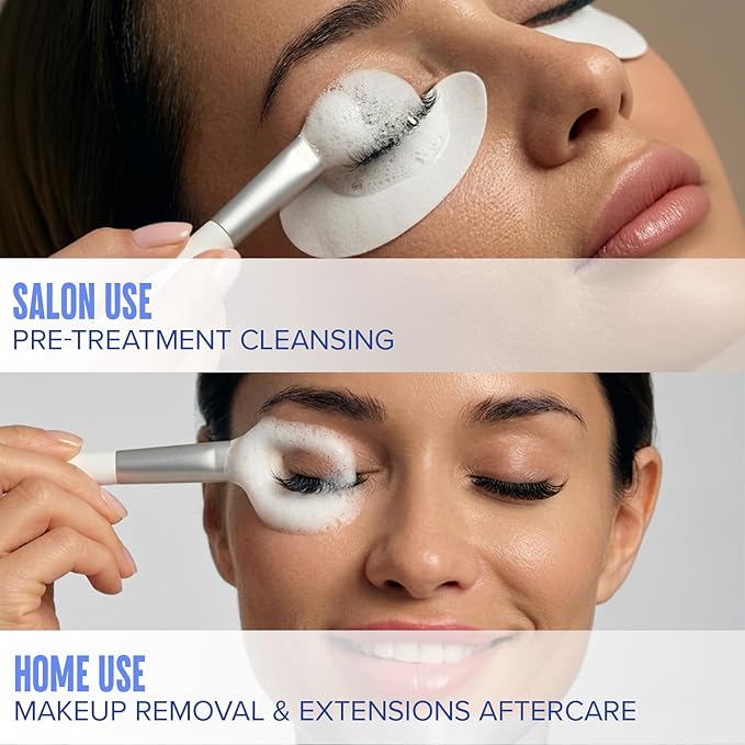 STACY LASH Eyelash Extension Shampoo + Brush / 3.38 fl.oz / 100ml / Eyelid Foaming Cleanser/Wash for Extensions & Natural Lashes/Safe Makeup Remover/Supplies for Professional & Home Use