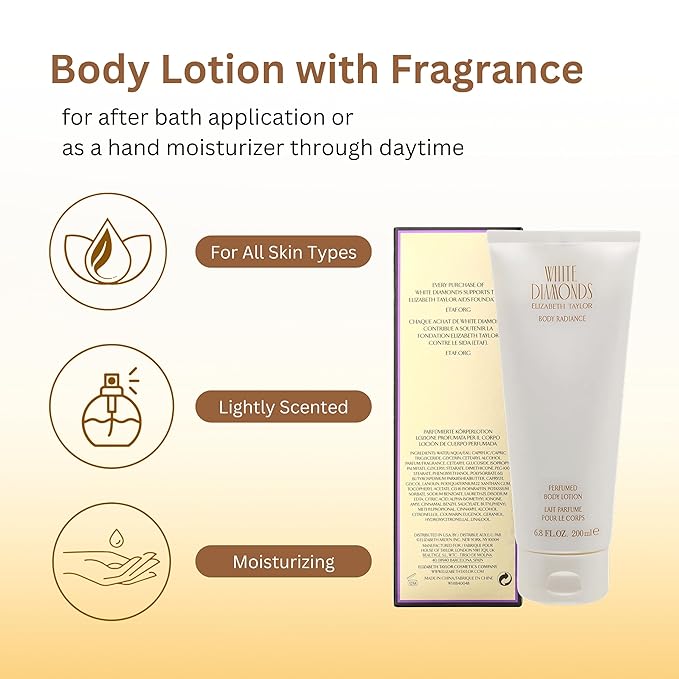 Elizabeth Taylor White Diamonds Perfumed Body Lotion for Women, 6.8-Ounce