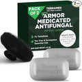 Antifungal Soap Pack of 2 | Medicated Jock Itch Treatment, Fights Ringworm & Athlete's Foot | Antifungal Soap Includes Scrubber for Deeper Cleansing & Exfoliation | Tea Tree Oil 1% Tolnaftate
