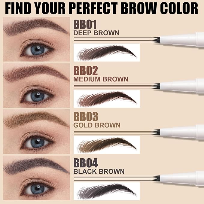 FOCALLURE FLUFFMAX TINTED Liquid Eyebrow Pen, Eyebrow Microblading Pen with a Micro-Fork Tip Applicator, Long-Lasting, Smudge-Proof, Creates Natural Looking Brows, BLACK BROWN