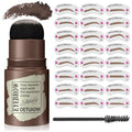 Eyebrow Stamp and Eyebrow Stencil Kit, Eye Brow Stencil Kit for Beginners 24 Reusable and Washable Eyebrow Shaping Kit, Brow Stencil and Stamp Kit Smudge-Proof & Long-Lasting (Black Brown)